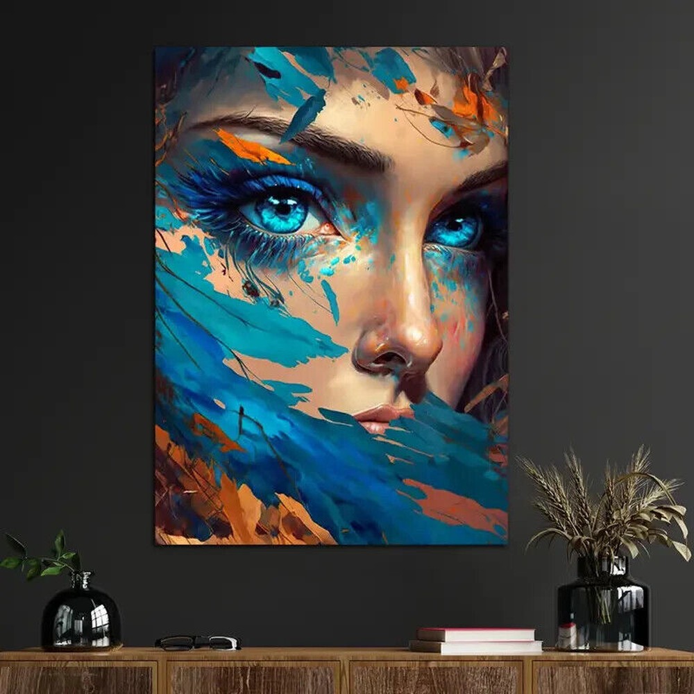 Stunning Abstract Color Splash Blue Eyed Female Canvas Print NEW! 12 in x 16 in Home & Garden:Home Décor:Posters & Prints Style Your Walls